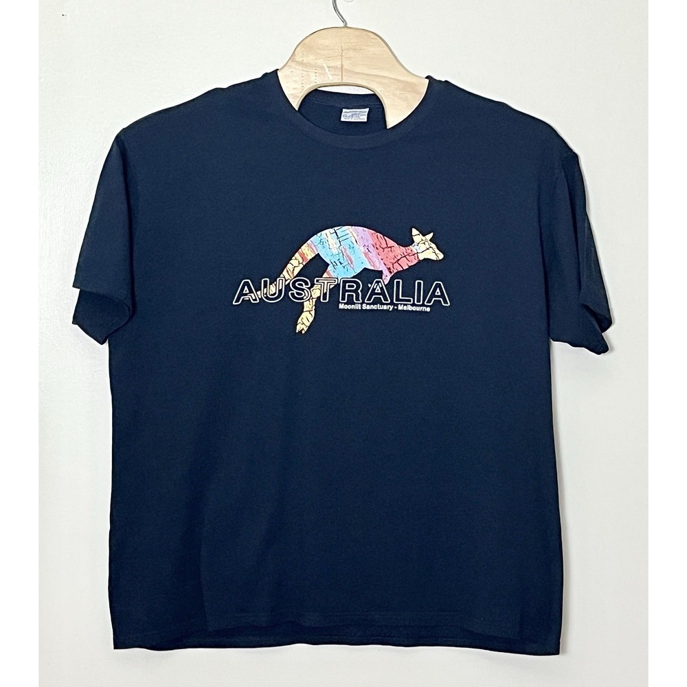 Australia Moonlit Sanctuary T-Shirt Men's 2XL‎ Navy Blue Kangaroo Vacation